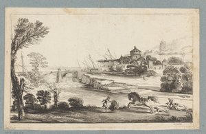 Paysage avec cavalier tombé (Prenten naar tekeningen uit het kabinet Jabach)