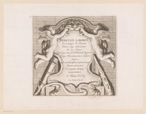 Page de titre avec deux putti et les attributs d