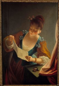 Jeune femme lisant une lettre par Jean Raoux