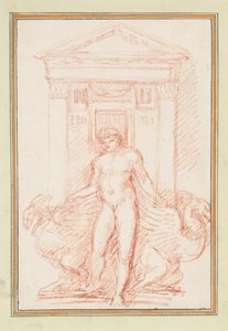 Porte avec figure nue et créatures ailées