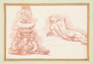 Fontaine et figure masculine nue