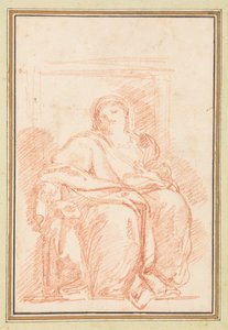 Figure féminine assise en robes