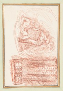 Deux figures masculines et un motif décoratif