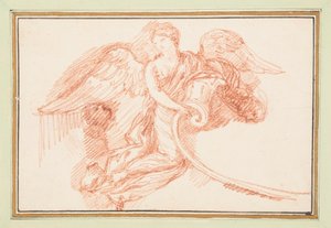 Figure féminine ailée avec rouleau décoratif - Jean Robert Ango