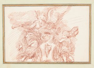 Figure ailée avec une corne et putto avec faisceaux