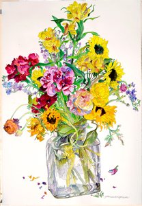 Tournesols, Godetia, Alstroemères, Renoncules