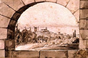 Vue de la ville et du lac de Bracciano, vers 1810