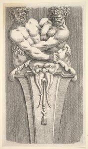 Conception pour un terme avec deux figures bacchiques, de: Curieuses recherches de plusieurs beaux...