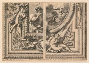 Feuille avec Deux Conceptions pour Décorations de Plafond, de "Plafons à la Romaine"