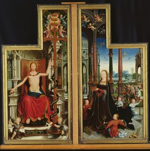 Polyptyque de la glorification de la Sainte Trinité, panneaux représentant le Christ en majesté et la Vierge - Jean the Elder Bellegambe