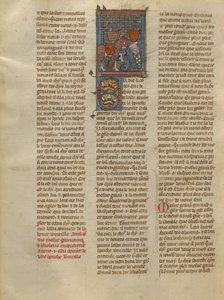 Gauvain et Blioberis rencontrent un chevalier au bouclier rouge - Jeanne de Montbaston