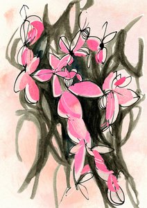 Fleurs abstraites roses - Jenja Braun