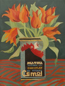 Tulipes rouges dans une vieille boîte à café (acrylique) - Jennifer Abbott
