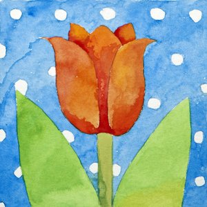 Tulipe bleue fond tache blanc, 2013 (aquarelle) - Jennifer Abbott