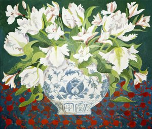 Tulipes doubles blanches et alstroemerias, 2013 (acrylique sur toile)