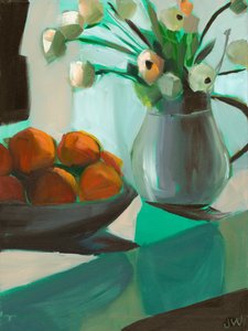 Oranges et renoncules blanches - Jenny Westenhofer