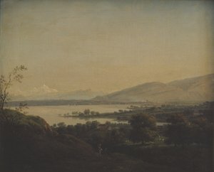 Vue sur le lac Léman vers le Mont Blanc et Genève