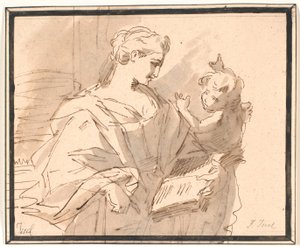 Une sainte avec un livre et un putto - Jens Juel