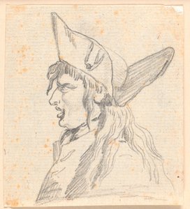 Un homme criant (un Suisse ?) avec un chapeau triangulaire