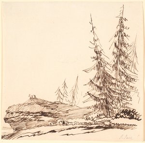 Un promontoire rocheux avec des sapins - Jens Juel
