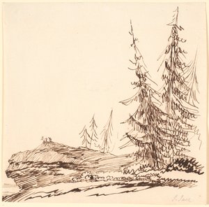 Un promontoire rocheux avec des sapins - Jens Juel
