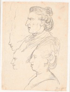 Portraits de profil de la reine Caroline Mathilde, J.F. Struensee et Enevold Brandt, ainsi qu