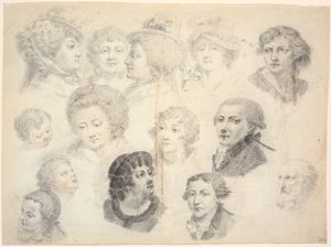 Feuille de croquis avec des têtes