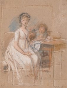Esquisse pour un groupe de portraits. Regine Sophie Tutein, née Wraatz avec son fils Peter - Jens Juel