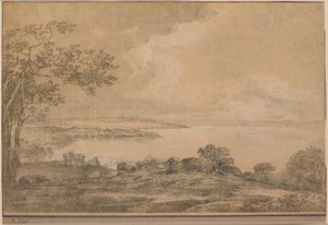 Vue sur le lac Esrum vers Fredensborg, depuis Plejelt