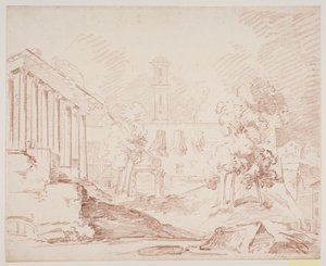 Prospectus italien avec temple et église