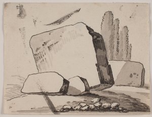 Fragments de ruines et cyprès - Jens Petersen Lund