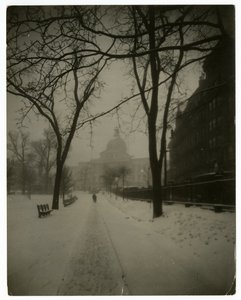 State House sous la tempête, Boston, États-Unis, vers 1902-10