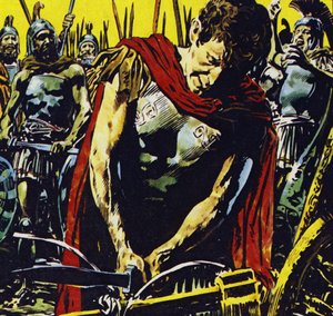 Alexandre a tranché le nœud gordien avec son épée (lithographie couleur) - Jesus Blasco