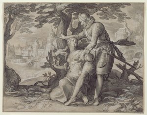 Jeune femme aidée par un gentleman - Joachim Anthonisz. Wtewael