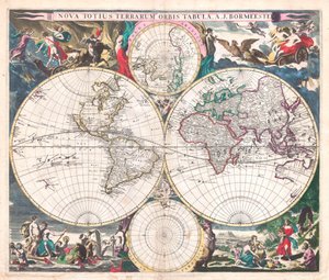 Carte du Monde Antique à Double Hémisphère