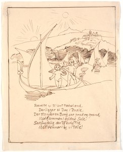 Esquisse pour la dernière illustration avec les enfants anges dans le bateau - Joakim Frederik Skovgaard
