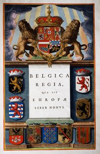Belgica Regua quae est Europae, Livre IX, page de titre du Volume IV, tiré de Atlas Maior, atlas en 11 volumes, par Joan Blaeu (1596-1673), gravure sur cuivre, 57,5x39 cm, Amsterdam