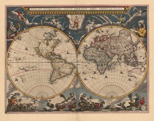 Carte du monde à double hémisphère, 1662 - Joan Blaeu