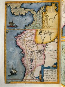 Régions aurifères du Pérou, Volume VII, Atlas Maior, par Joan Blaeu (1596-1673), gravure sur cuivre, 57,5x39 cm, Amsterdam