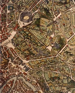 Carte de Rome, par Joan Blaeu (1596-1673), impression de Theatrum Civitatum et Admirandorum Italiae, ad Aevi Veteris et Praesentis Temporis Faciem Expressum, Italie