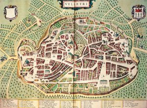 Carte de Velletri par Joan Blaeu, du Theatrum civitatum et admirandorum Italiae, gravure