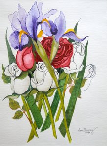Iris et roses