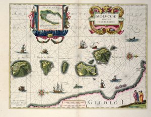 Carte montrant les îles Moluques au large de Halmahera, 1640