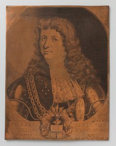 Plaque de gravure en cuivre avec portrait (buste) de Cornelis Speelman 1640-1684, Gouverneur général des Indes néerlandaises 1681-1684 - Joannes de Jongh