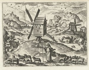 Paysage avec Christ en Bon Pasteur (Paysages, vues marines et vues urbaines imaginaires) - Joannes van Doetechum (I) (attributed to)