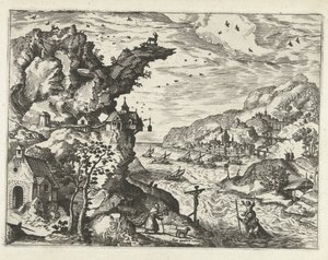 Paysage avec saint Christophe - Joannes van Doetechum (I) (attributed to)