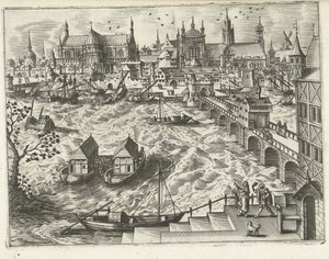 Paysage urbain avec pont et port