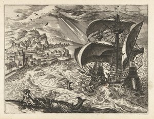 Paysage marin avec Jonas et la baleine