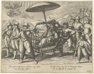 Portugais dans une chaise à porteurs - Joannes van Doetechum (I)
