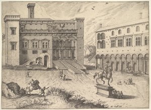 Vue du Campidoglio sur la colline du Capitole, de la série Operum antiquorum romanorum, 1562